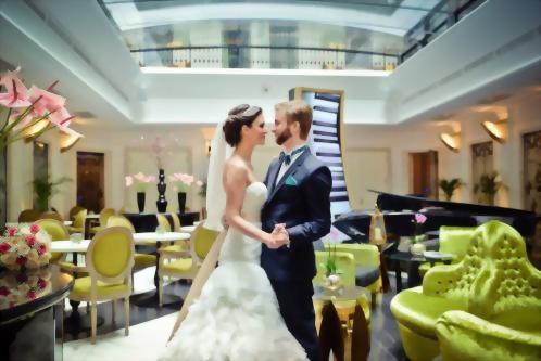 Our Music Garden Courtyard is a perfect setting for indoor, wedding photos!