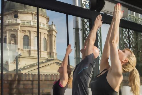 Come and experience Harmony Rooftop Yoga at Budapest’s only year-round rooftop terrace and garden, High Note SkyBar